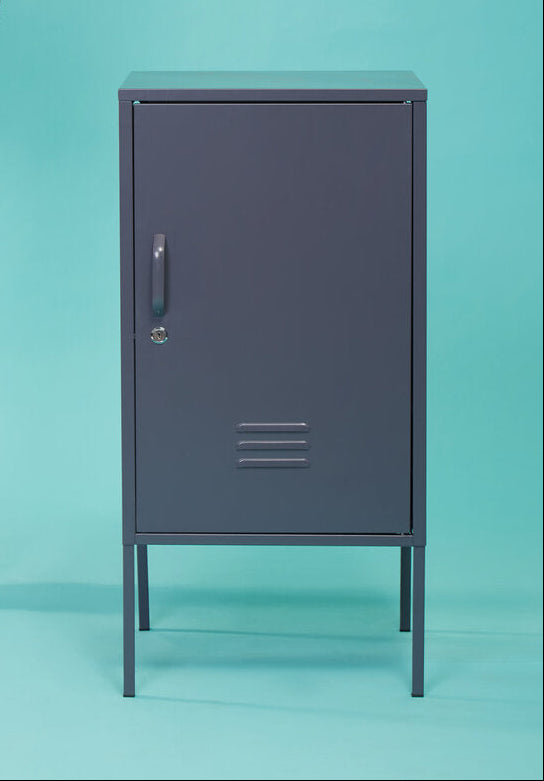 VAULT Slate Metal Cabinet/Side Table with Lock − Dark Grey KEFINO