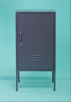 VAULT Slate Metal Cabinet/Side Table with Lock − Dark Grey KEFINO