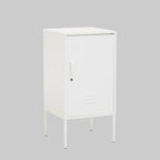 VAULT White Metal Cabinet/Side Table with Lock KEFINO
