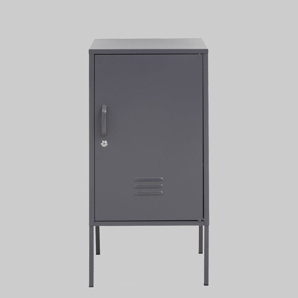 VAULT Slate Metal Cabinet/Side Table with Lock − Dark Grey KEFINO
