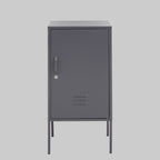 VAULT Slate Metal Cabinet/Side Table with Lock − Dark Grey KEFINO