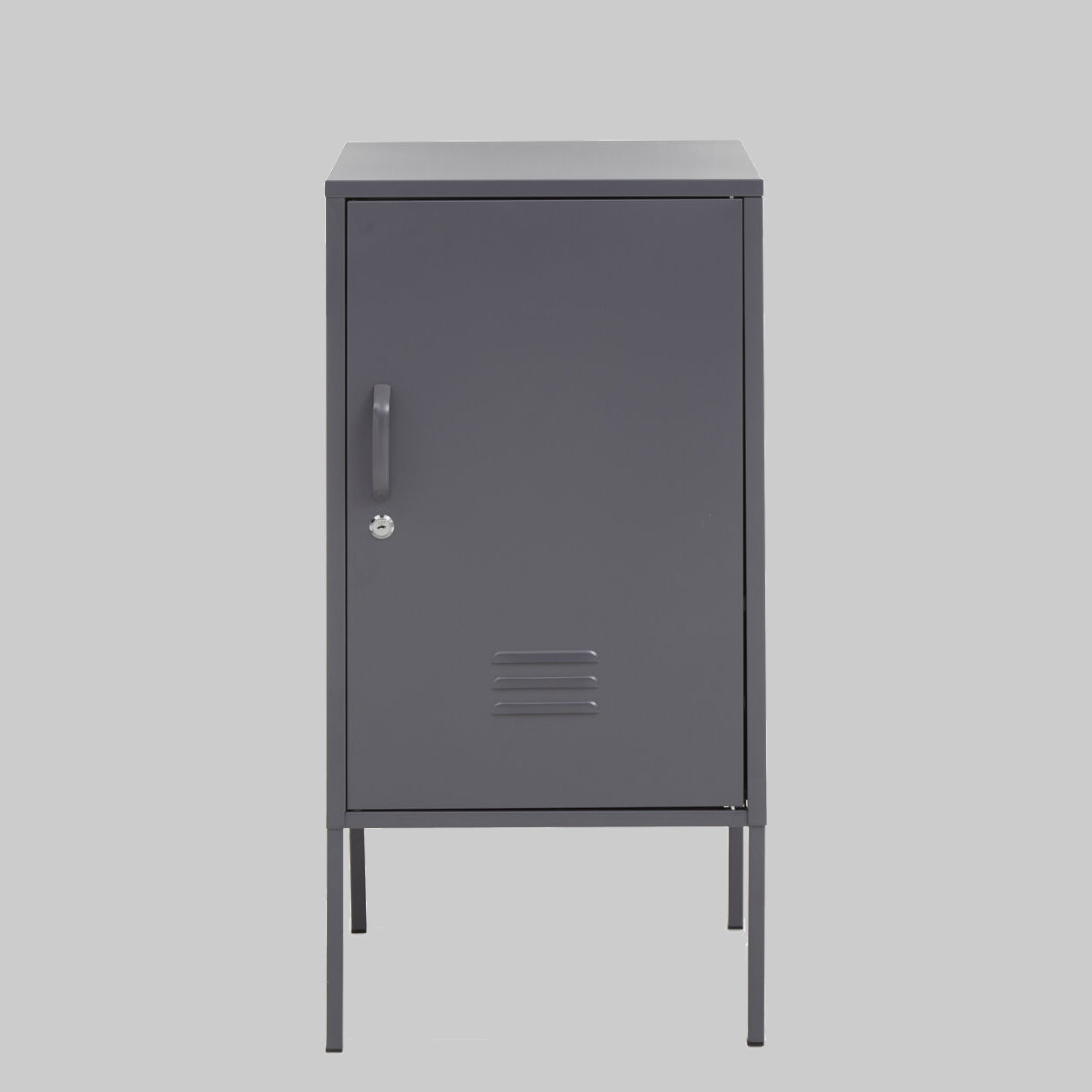 VAULT Slate Metal Cabinet/Side Table with Lock − Dark Grey KEFINO
