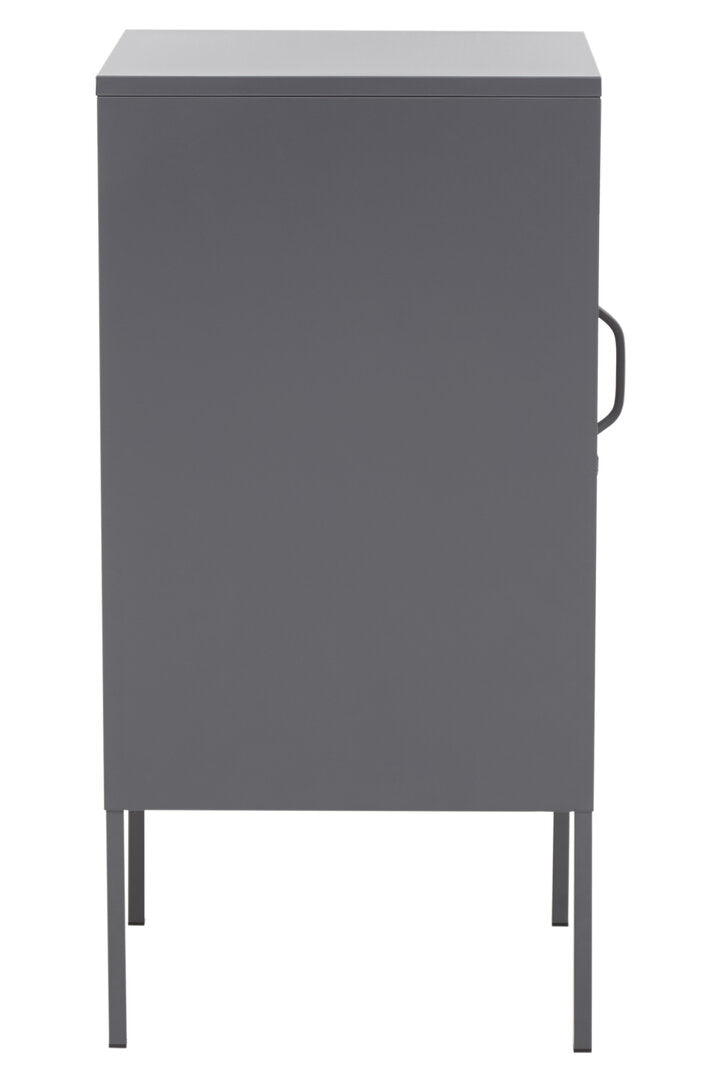 VAULT Slate Metal Cabinet/Side Table with Lock − Dark Grey KEFINO