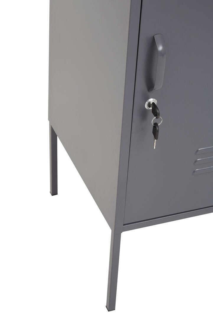 VAULT Slate Metal Cabinet/Side Table with Lock − Dark Grey KEFINO