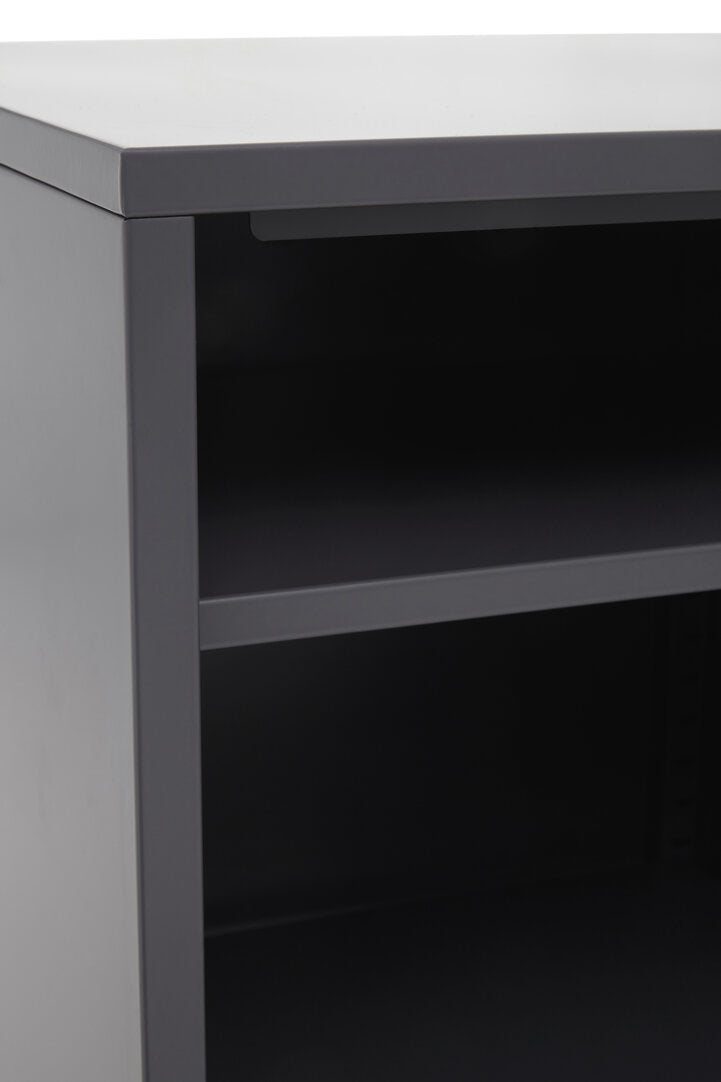 VAULT Slate Metal Cabinet/Side Table with Lock − Dark Grey KEFINO
