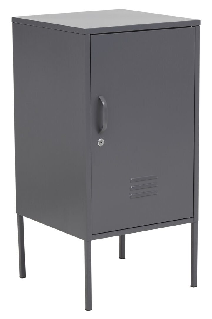 VAULT Slate Metal Cabinet/Side Table with Lock − Dark Grey KEFINO