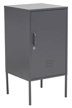 VAULT Slate Metal Cabinet/Side Table with Lock − Dark Grey KEFINO