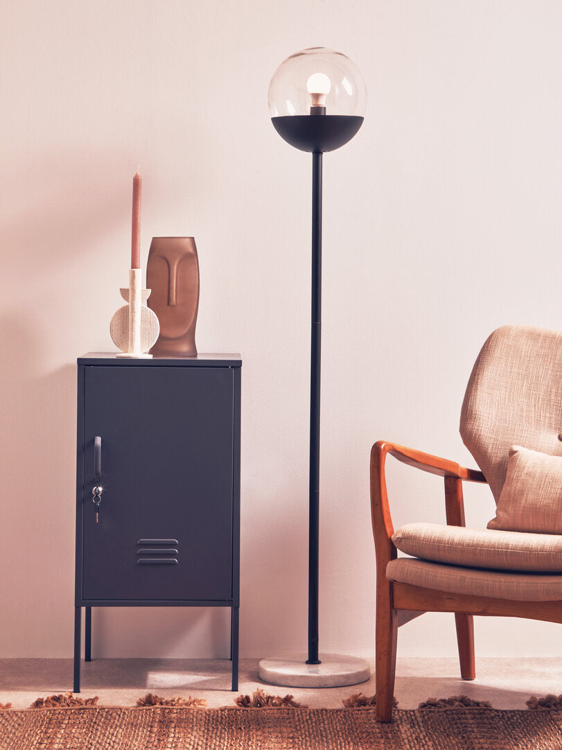 VAULT Slate Metal Cabinet/Side Table with Lock − Dark Grey KEFINO