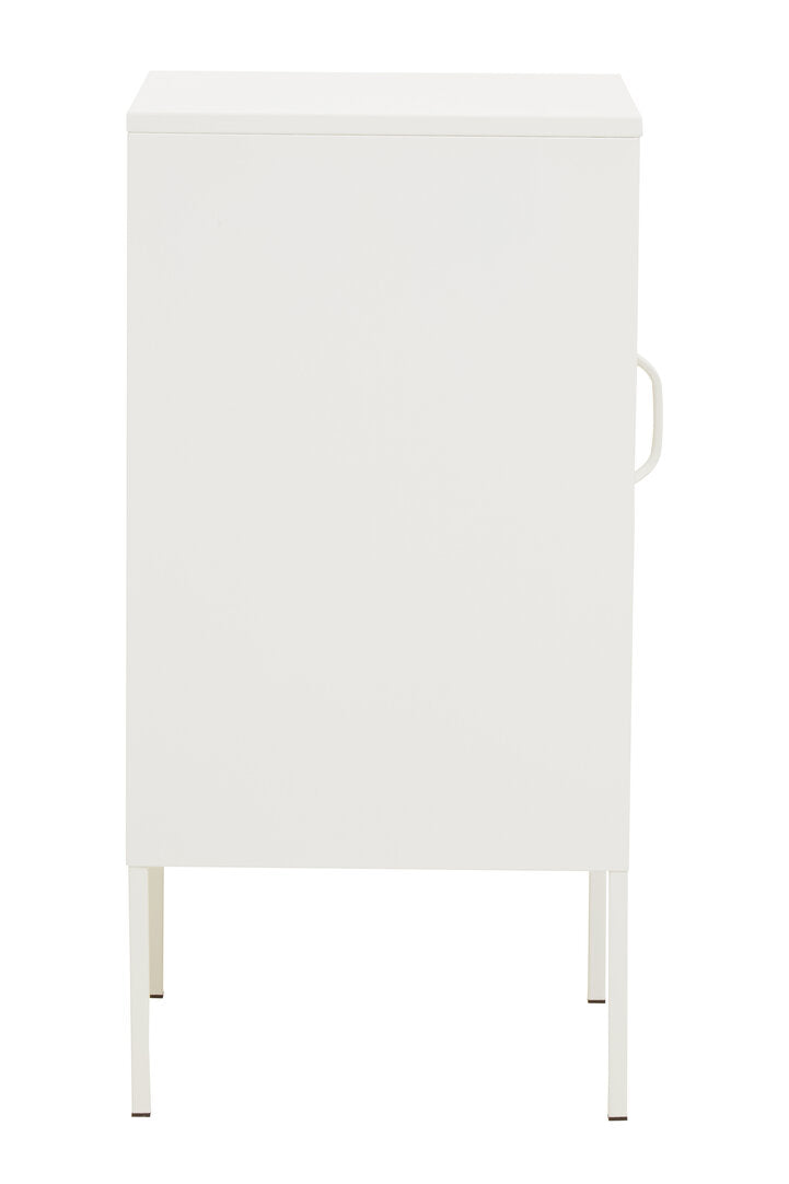 VAULT White Metal Cabinet/Side Table with Lock KEFINO