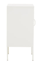 VAULT White Metal Cabinet/Side Table with Lock KEFINO