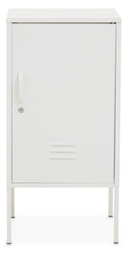 VAULT White Metal Cabinet/Side Table with Lock KEFINO