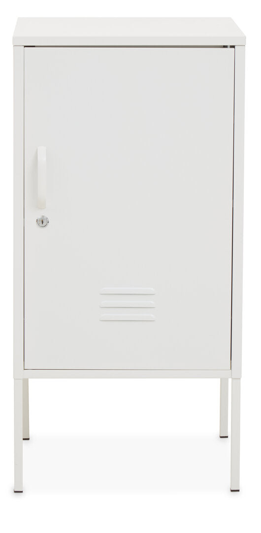 VAULT White Metal Cabinet/Side Table with Lock KEFINO