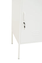 VAULT White Metal Cabinet/Side Table with Lock KEFINO