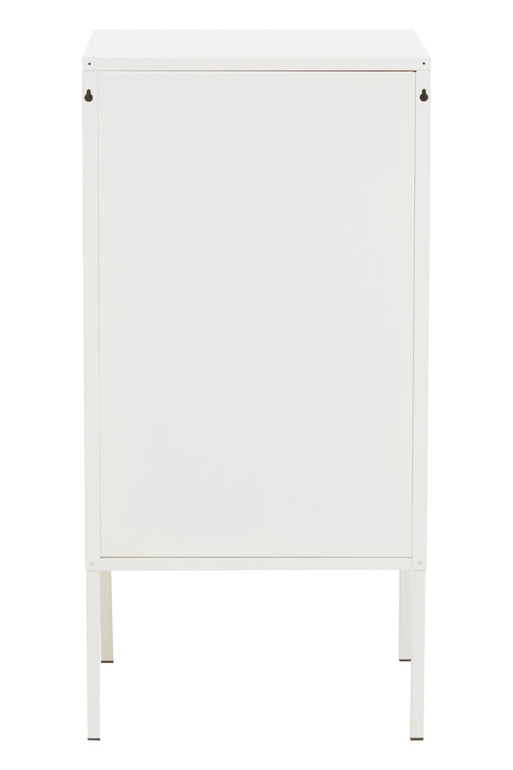 VAULT White Metal Cabinet/Side Table with Lock KEFINO