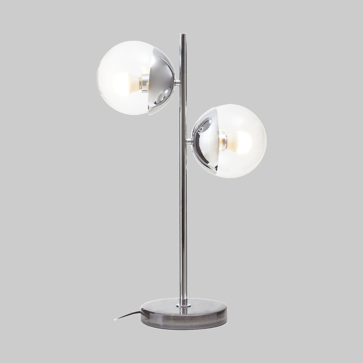 BINARY (Table) Two-Sphere Silver Finish Metal Table Lamp KEFINO