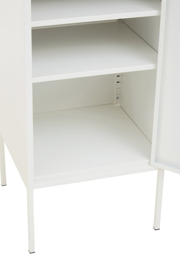 VAULT White Metal Cabinet/Side Table with Lock KEFINO