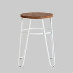 PIN White Metal and Elm Wood Hairpin Stool KEFINO