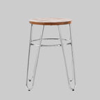 PIN Silver Metal and Elm Wood Hairpin Stool KEFINO