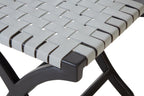 KNIT Black Teak and Woven Grey Leather Stool KEFINO