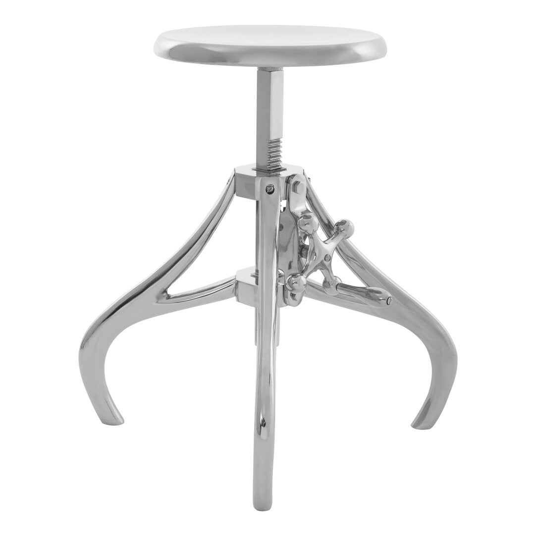 PIVOT Crank Adjustable Stool/Side Table − Silver KEFINO