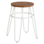PIN White Metal and Elm Wood Hairpin Stool KEFINO