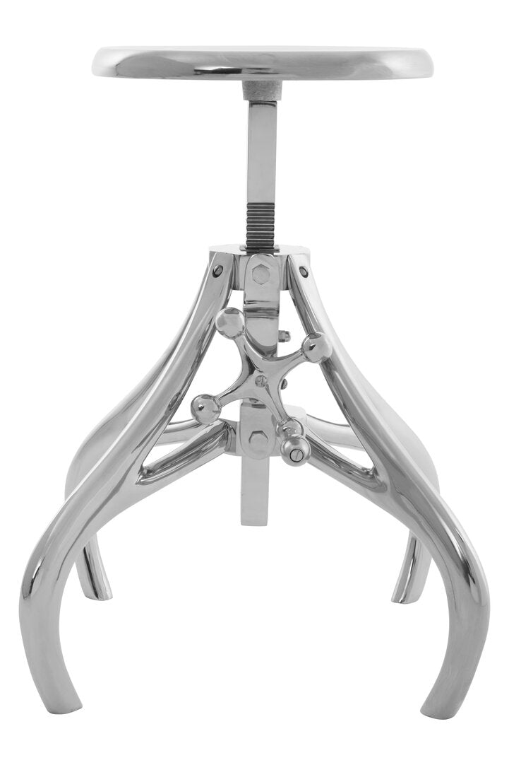 PIVOT Crank Adjustable Stool/Side Table − Silver KEFINO