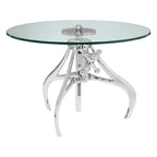 LEVER Crank Adjustable Glass Side Table/Coffee Table − Silver KEFINO