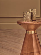 SOLEIL Orange Martini Glass Side Table with Gold Accent KEFINO