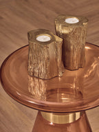 SOLEIL Orange Martini Glass Side Table with Gold Accent KEFINO