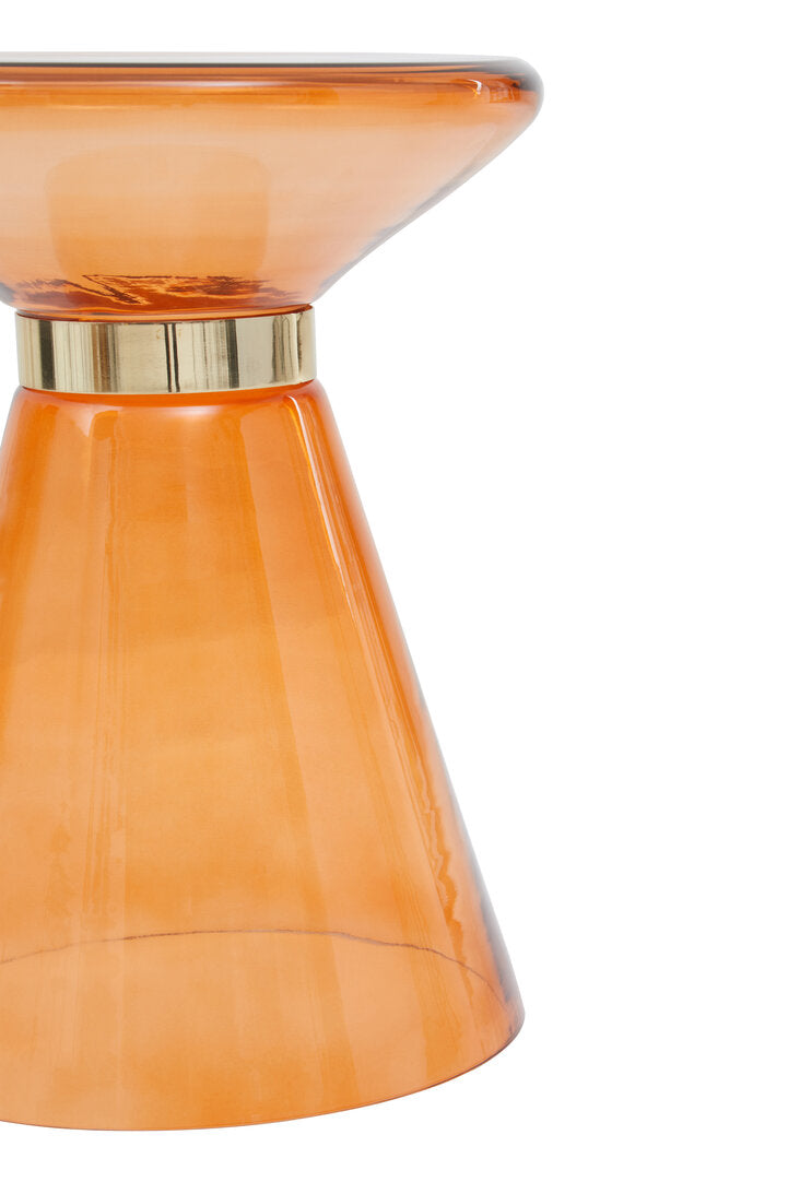 SOLEIL Orange Martini Glass Side Table with Gold Accent KEFINO