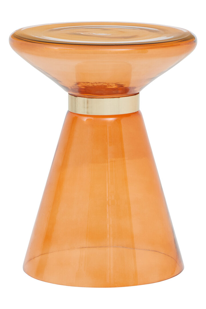 SOLEIL Orange Martini Glass Side Table with Gold Accent KEFINO