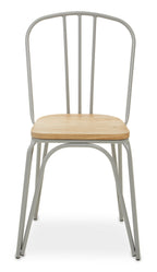 PEBBLE Grey Metal and Elm Wood Dining Chair KEFINO