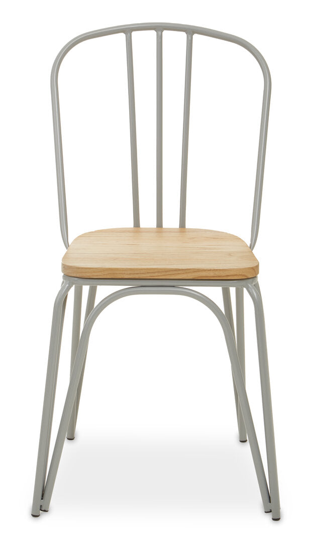 PEBBLE Grey Metal and Elm Wood Dining Chair KEFINO