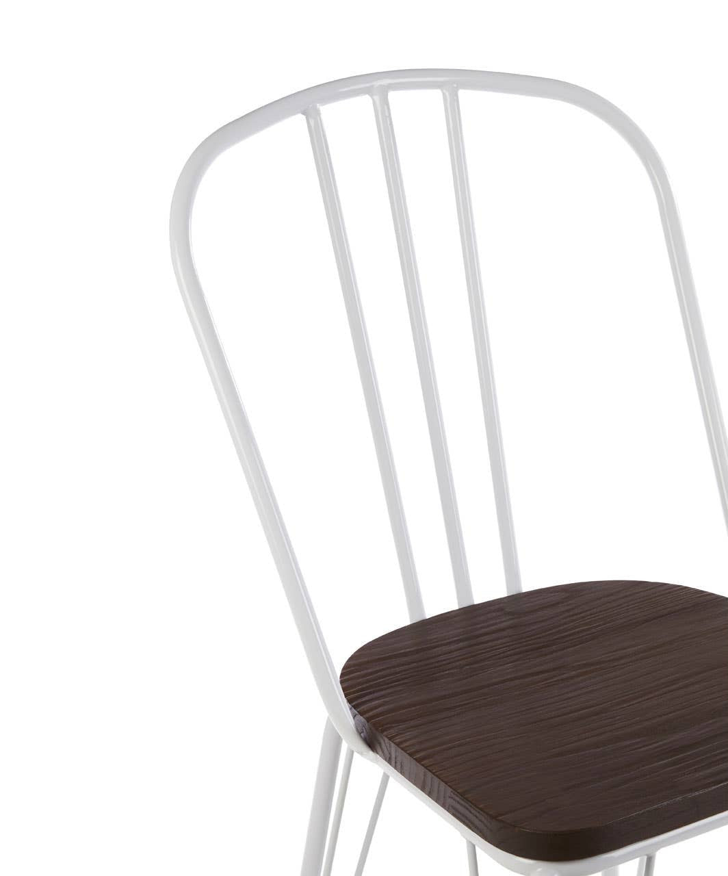 CHALK White Metal and Elm Wood Dining Chair KEFINO