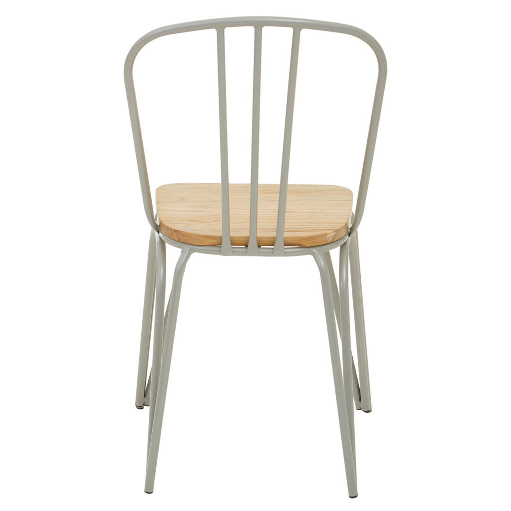 PEBBLE Grey Metal and Elm Wood Dining Chair KEFINO