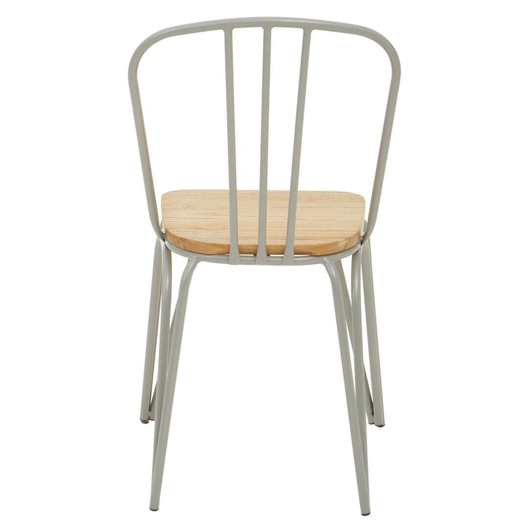 PEBBLE Grey Metal and Elm Wood Dining Chair KEFINO