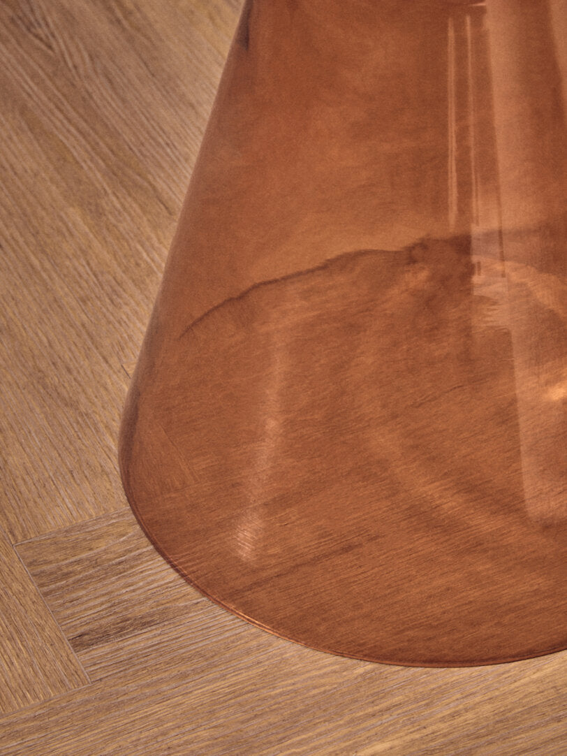 SOLEIL Orange Martini Glass Side Table with Gold Accent KEFINO