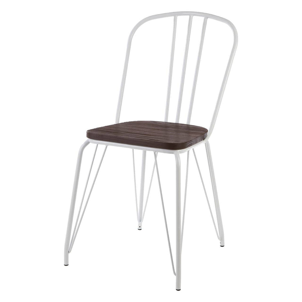 CHALK White Metal and Elm Wood Dining Chair KEFINO