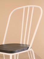 CHALK White Metal and Elm Wood Dining Chair KEFINO