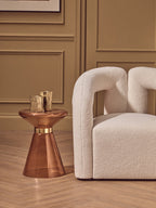 SOLEIL Orange Martini Glass Side Table with Gold Accent KEFINO