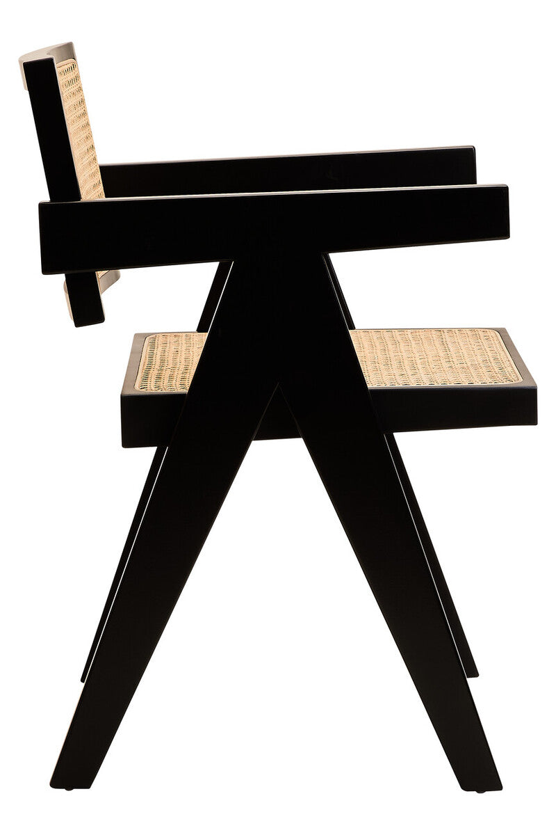 WEAVE Black Beech Wood and Natural Cane Dining Chair Orsina