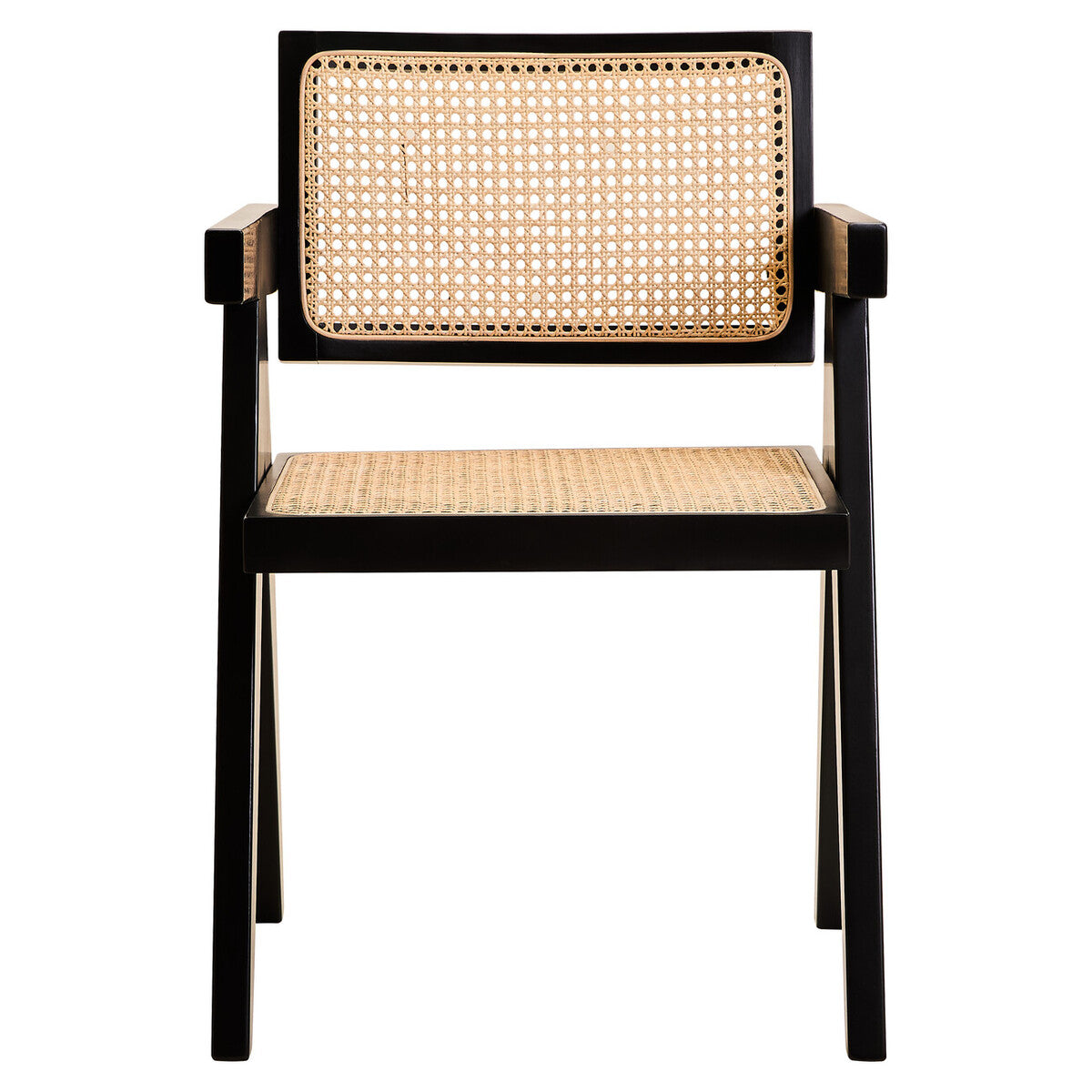 WEAVE Black Beech Wood and Natural Cane Dining Chair Orsina