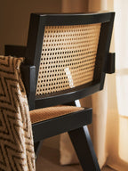 WEAVE Black Beech Wood and Natural Cane Dining Chair Orsina