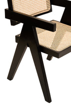 WEAVE Black Beech Wood and Natural Cane Dining Chair Orsina