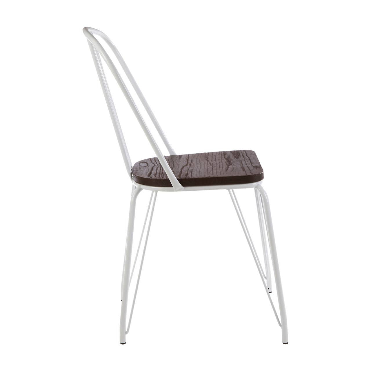 CHALK White Metal and Elm Wood Dining Chair KEFINO