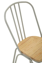 PEBBLE Grey Metal and Elm Wood Dining Chair KEFINO