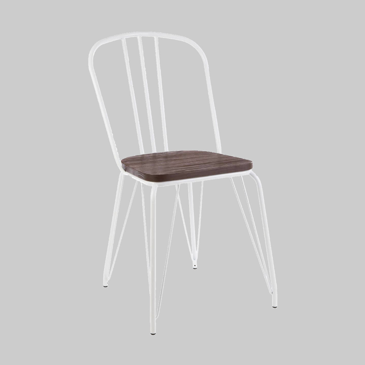 CHALK White Metal and Elm Wood Dining Chair KEFINO
