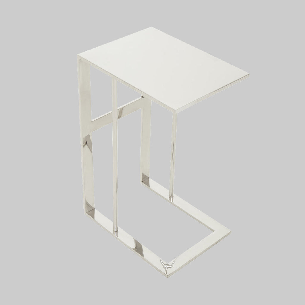 SLIDE Polished Stainless Steel C-shaped Side Table KEFINO