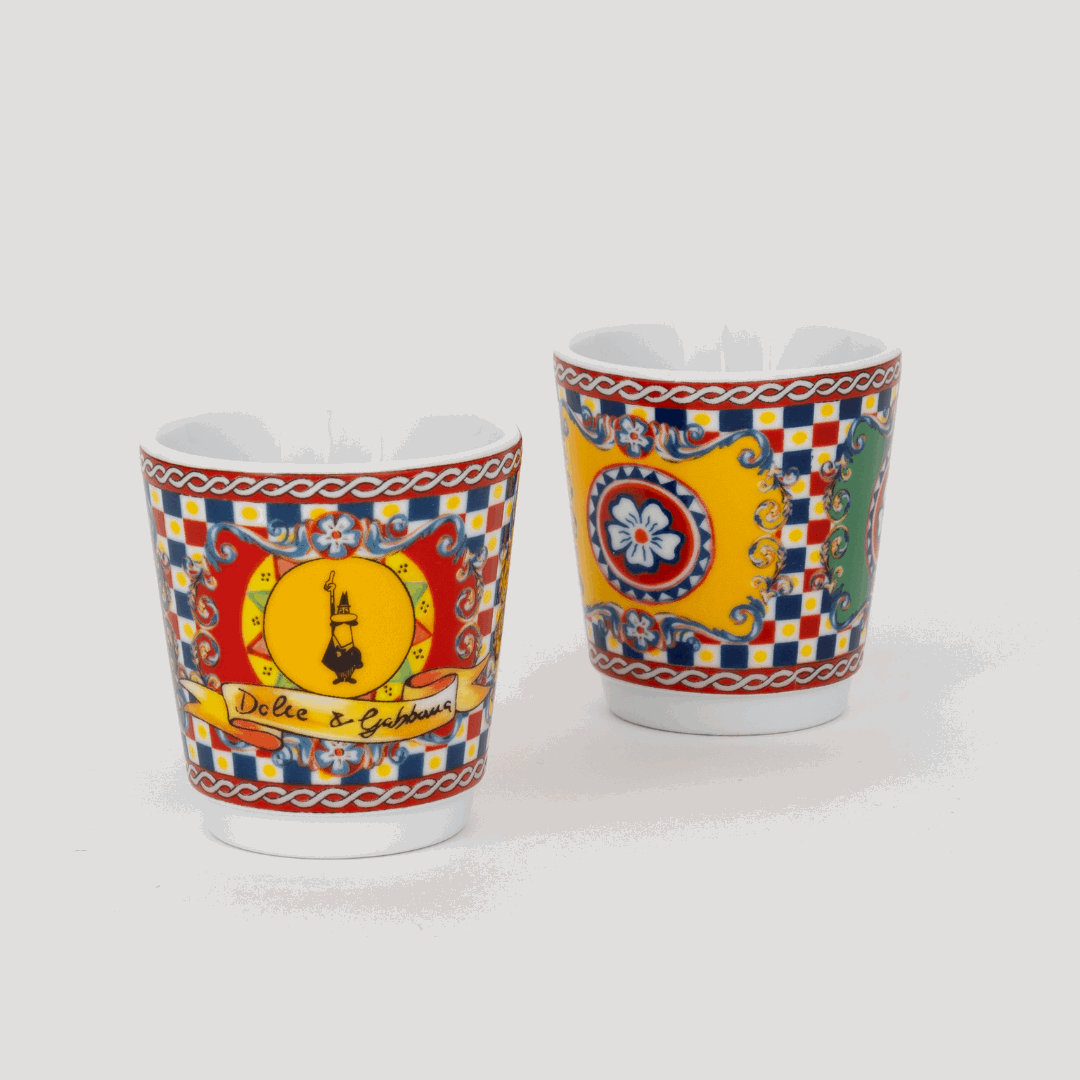Bialetti X Dolce&Gabbana Sicilian Cart Gift Set (Moka 2 Cup, 2 Cups & Gold Stirrers) Brew Italia