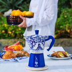 Bialetti X Dolce&Gabbana Blue Mediterranean Gift Set (3 cup Moka and Stirrer set) Brew Italia